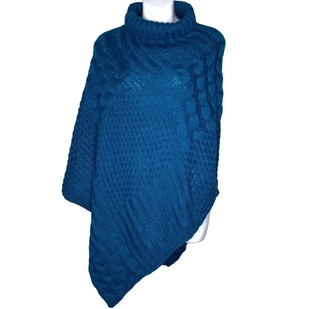 Chico's Poncho Women's Size L/XL Sweater Knit Teal Color * - Picture 1 of 8